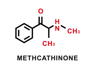Methcathinone chemical formula. Methcathinone chemical molecular structure. Vector illustration
