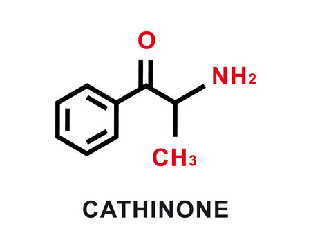 Cathinone chemical formula. Cathinone chemical molecular structure. Vector illustration