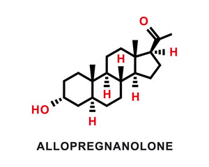 Fototapeta premium Allopregnanolone chemical formula. Allopregnanolone chemical molecular structure. Vector illustration
