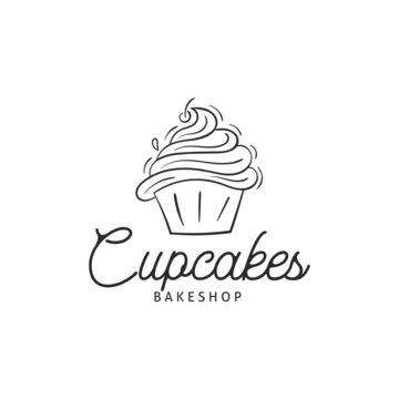 Cupcake bakery logo design template