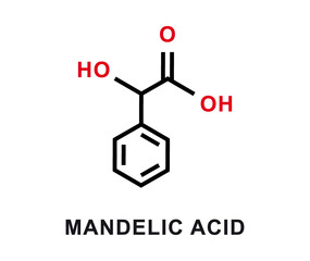Mandelic acid chemical formula. Mandelic acid chemical molecular structure. Vector illustration