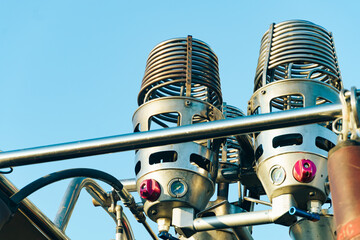 Gas burner equipment of hot-air balloon, closeup