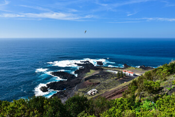 View from the Miradouro da Ilha Sabrina. Western part of the Sao Miguel island in the Azores....