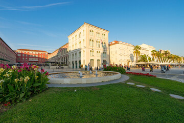 The Mediterranean square and red palace at Split, Croatia