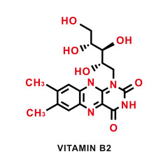 Vitamin B2 chemical formula. Vitamin B2 chemical molecular structure. Vector illustration