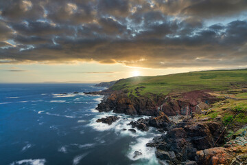 Boscaswell Cliff at the coast of Cornwall. United Kingdom