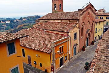 landscape of the small medieval village of Lari in Tuscany, Pisa, Italy