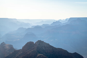 A hazy Grand Canyon landscape
