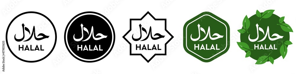 Wall mural halal vector signs collection. halal labels for product package, food, restaurant menu