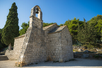Fototapeta na wymiar Church of St. Nickolas the Traveler in Marjan Park in Split, Croatia
