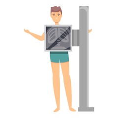 Boy chest scan icon cartoon vector. Radiology doctor. Medical machine