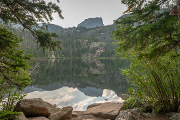 Reflections of a mountain in a Colorado lake