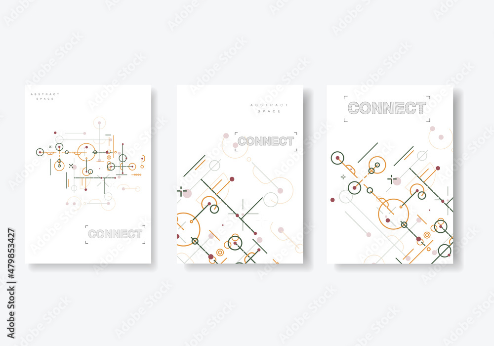 Poster Cover network polygonal element. Array atom border illustration. Vector design
