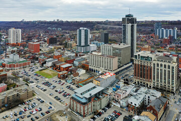 Aerial view of Hamilton, Ontario, Canada downtown in late fall - obrazy, fototapety, plakaty