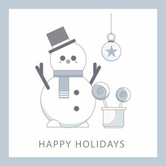 Merry Christmas Holiday card  with snowman