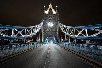 Fototapeta na wymiar Empty Tower Bridge at night in London. England 