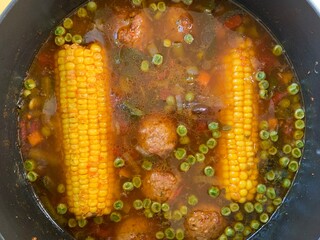 healthy meatball and vegetable soup