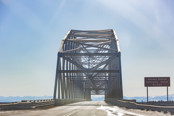 Sunny view of the Alaska Native Veterans Honor Bridge
