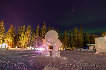 Night view of beautiful Ice sculpture