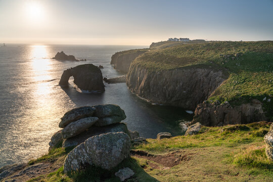 Enys Dodman arch long near Land's End in Cornwall. United Kingdom