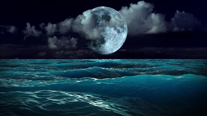 


Magic waves of the sea above which the moon shines in the clouds. 