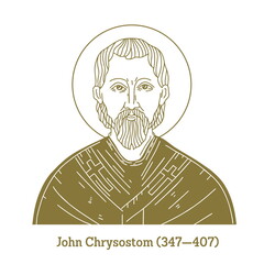 John Chrysostom (349-407) was the archbishop of Constantinople known for his eloquence in preaching and public speaking, his denunciation of abuse of authority by both ecclesiastical and political lea - obrazy, fototapety, plakaty