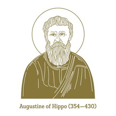 Augustine of Hippo (354-430) was a theologian and philosopher. His writings influenced the development of Western philosophy and Western Christianity. - obrazy, fototapety, plakaty