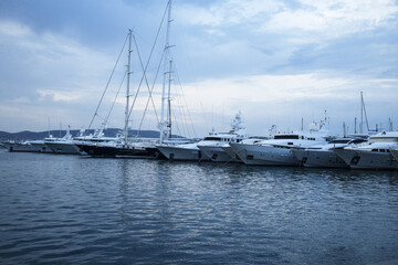 Fototapeta premium Port Flisvos in Paleo Faliro in winter. Athens, Greece