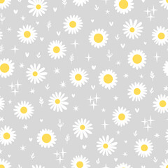 Floral print with chamomile. Daisy seamless pattern. Design great for fabric, textile, wrapping paper