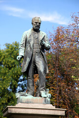 Statue of Josif Pancic at Studentski Park (Academic Park) in Belgrade, Serbia. Belgrade is largest cities of Southeastern Europe.