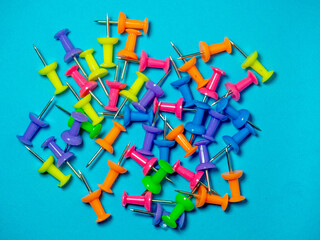 Paper work. Colored paper clips. Work with documents. Office.