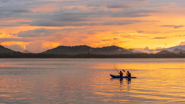 Kayak in nice view at a sunset time.