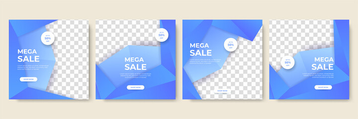 gradient shape blue yellow colorful sale post design template background