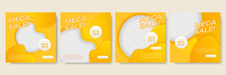 Gradient wave yellow colorful sale post design template background