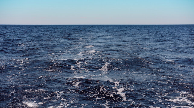 sea water view, waves, water path, white foam, horizont