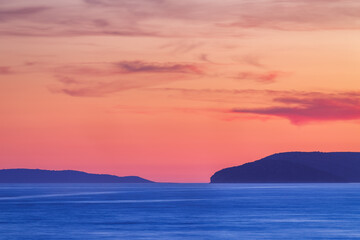 Sea landscape just after sunset on the Adriatic sea near Split town in Croatia, Europe. - obrazy, fototapety, plakaty