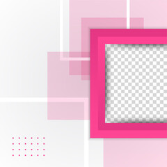 Frame square transparant pink colorful sale post design template background