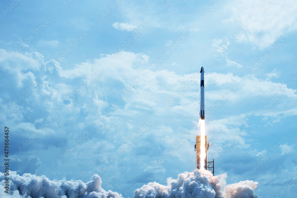 Canvas Prints take off space rocket on a background of blue sky and sun. elements of this image were furnished by 