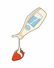 いちごに練乳をかける