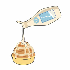 シナモンロールに練乳をかける