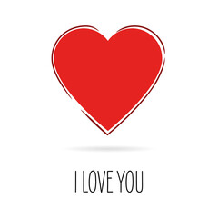 I love you - Heart icon with shadow and text on a white background