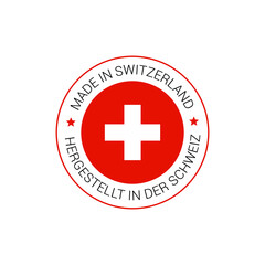 Obraz premium Swiss made product label. Switzerland quality flag vector sticker icon logo