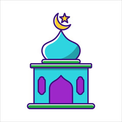 Simple mosque vector illustration isolated on white background. Mosque icon in linear color style