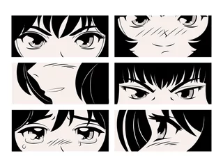 Fotobehang set manga eyes close ups © djvstock