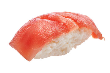  Single salmon nigiri sushi isolated over white background