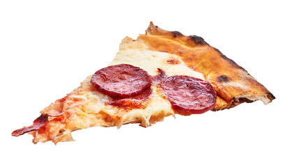  Slice of pepperoni italian pizza isolated over white background