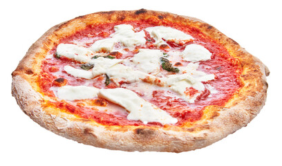  Single margherita italian pizza isolated over white background