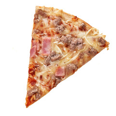  Slice of barbecue italian pizza isolated over white background