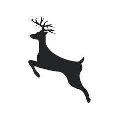 Reindeer silhouette vector icon christmas santa sign. Black illustration symbol winter deer icon