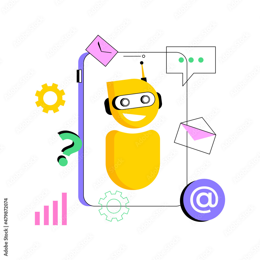 Poster chatbot artificial intelligence abstract concept vector illustration. artificial intelligence, chatb